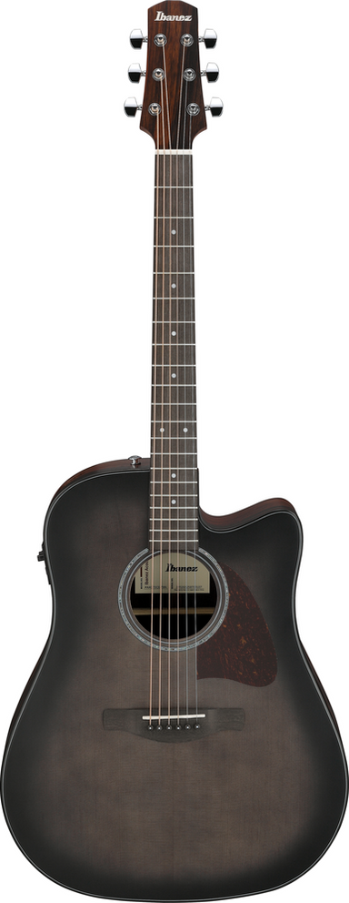 Ibanez AAD70CE Transparent Charcoal Burst Low Gloss top, Natural Open Pore back and sides Acoustic Guitar-Buzz Music