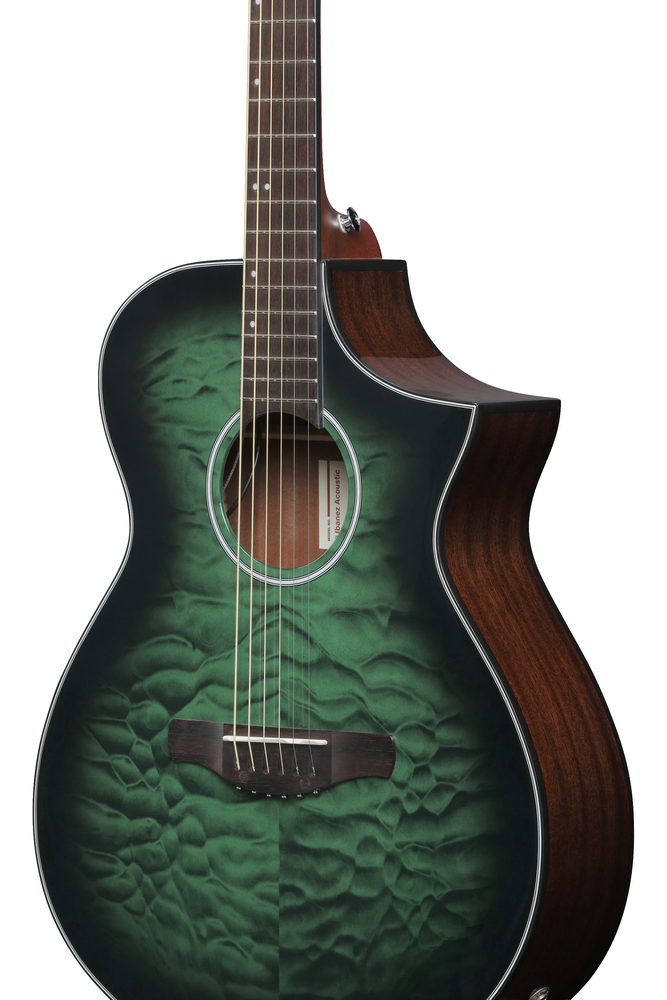 Ibanez AEWC16QA Transparent Emerald Burst High Gloss top, Natural High Gloss back and sides Acoustic Guitar-Buzz Music