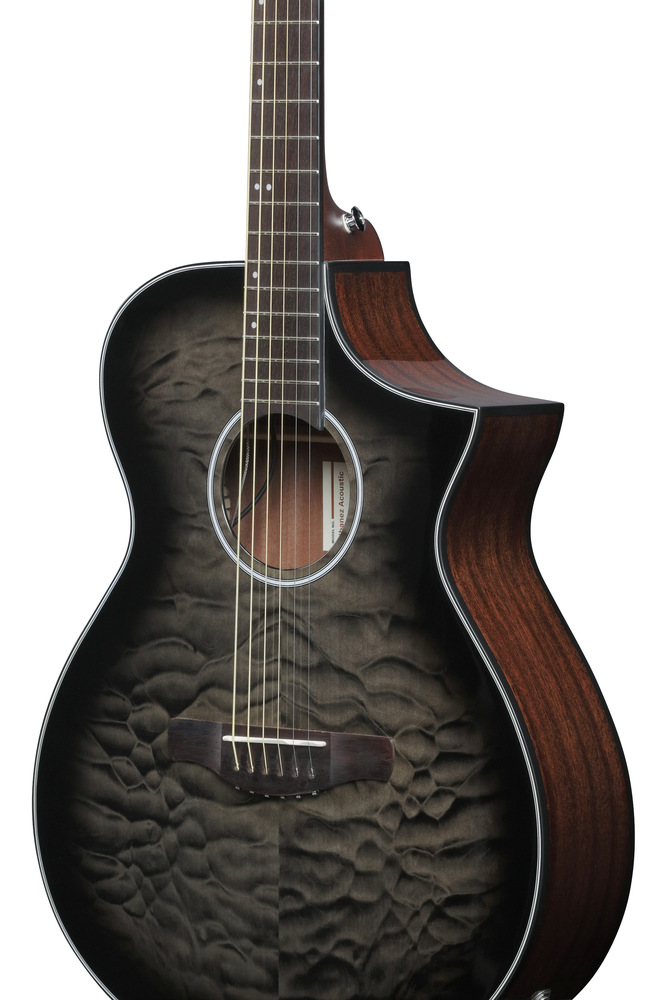 Ibanez AEWC16QA Transparent Black Sunburst High Gloss top, Natural High Gloss back and sides Acoustic Guitar-Buzz Music
