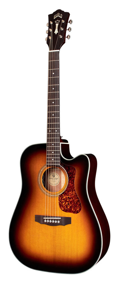 Guild D-140CE Antique Burst All Solid Acoustic Guitar with Cutaway & Pickup and Bag-Buzz Music