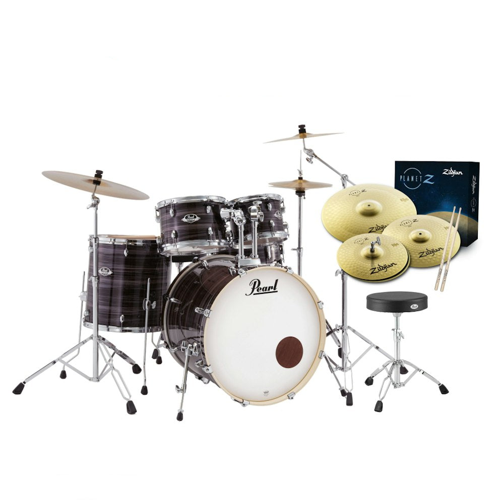 Pearl EXX EXPORT PLUS 22 Inch FUSION PLUS KIT PACKAGE with Hardware and Zildjian Planet Z Cymbals - AMETHYST TWIST-Buzz Music
