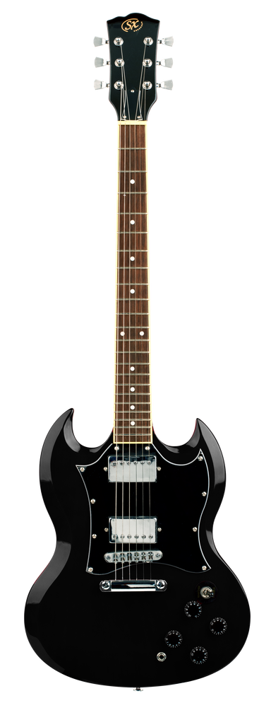 SX GTSE4SKB - SG Style Guitar Pack – Black - SX Guitar, Clip-On Tuner, Gig Bag, Strap, Picks, Lead, FREE Online Lessons-Buzz Music