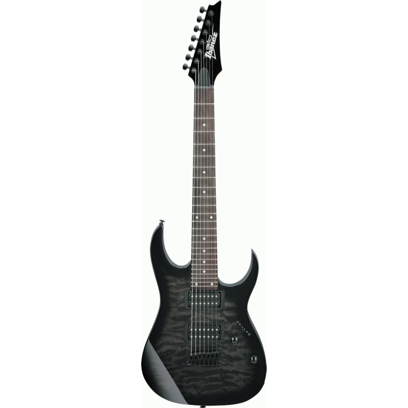 Ibanez R7221QA TKS 7 String Electric Guitar - Quilted Top - Black-Buzz Music