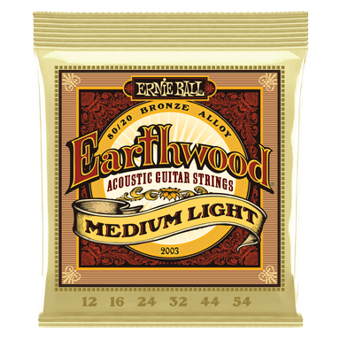 Ernie Ball Earthwood Medium Light 80/20 Bronze Acoustic Guitar Strings - 12-54 Gauge-Buzz Music