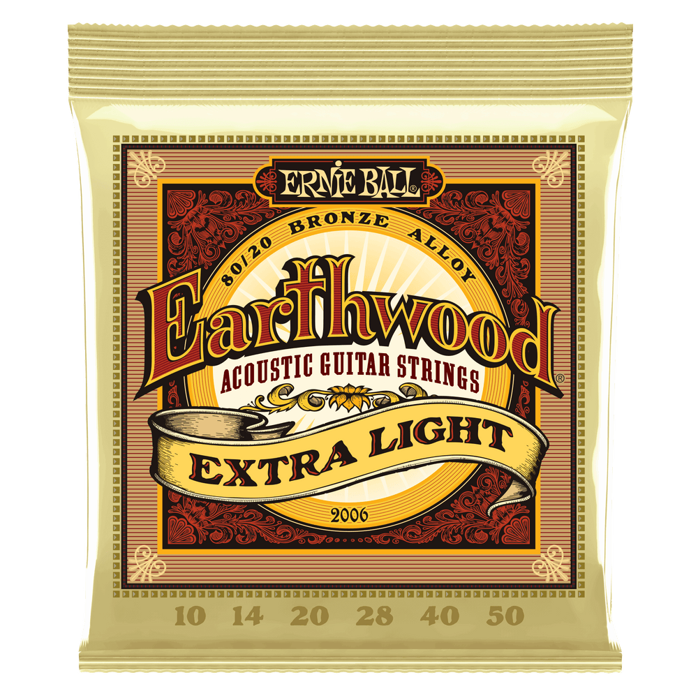 Ernie Ball Earthwood Extra Light 80/20 Bronze Acoustic Guitar Strings - 10-50 Gauge-Buzz Music