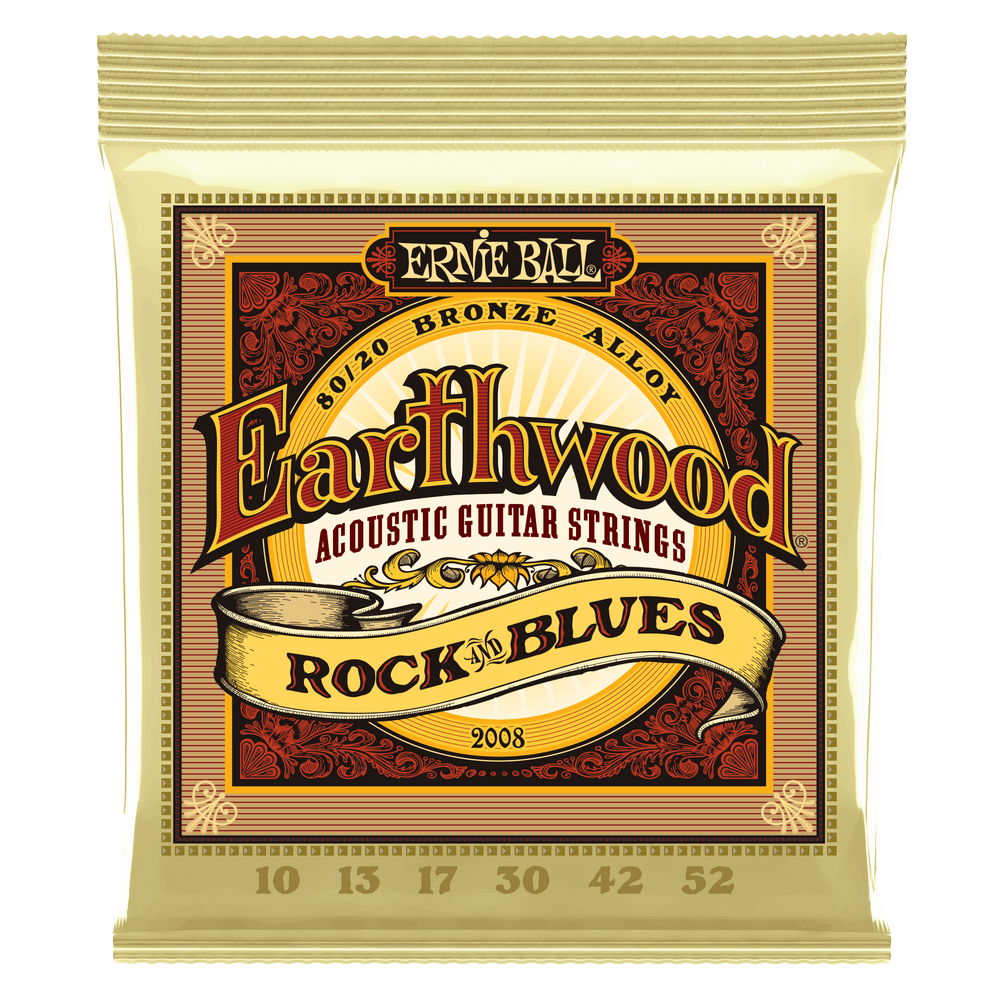 Ernie Ball Earthwood Rock And Blues W/Plain G 80/20 Bronze Acoustic Guitar Strings - 10-52 Gauge-Buzz Music