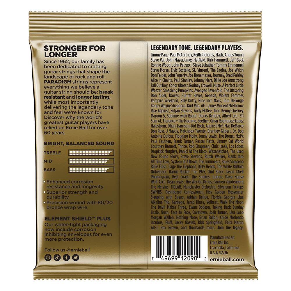 Ernie Ball Paradigm Extra Light 80/20 Bronze Acoustic Guitar Strings - 10-50 Gauge-Buzz Music