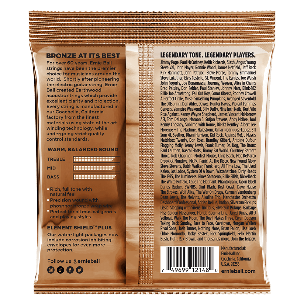 Ernie Ball Earthwood Light Phosphor Bronze Acoustic Guitar Strings - 11-52 Gauge-Buzz Music