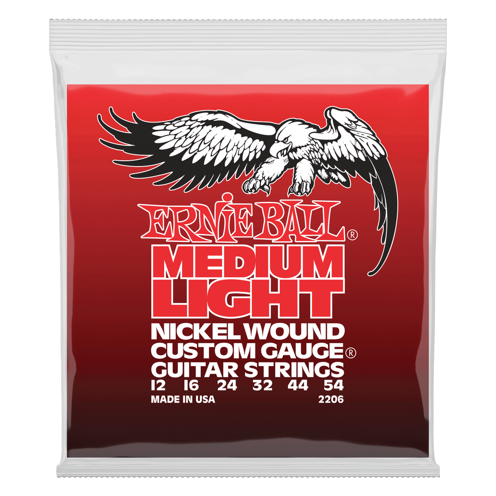 Ernie Ball Medium Light Nickel Wound W/ Wound G Electric Guitar Strings - 12-54 Gauge-Buzz Music