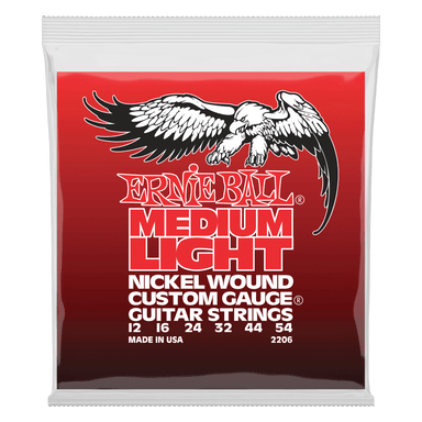 Ernie Ball Medium Light Nickel Wound W/ Wound G Electric Guitar Strings - 12-54 Gauge-Buzz Music