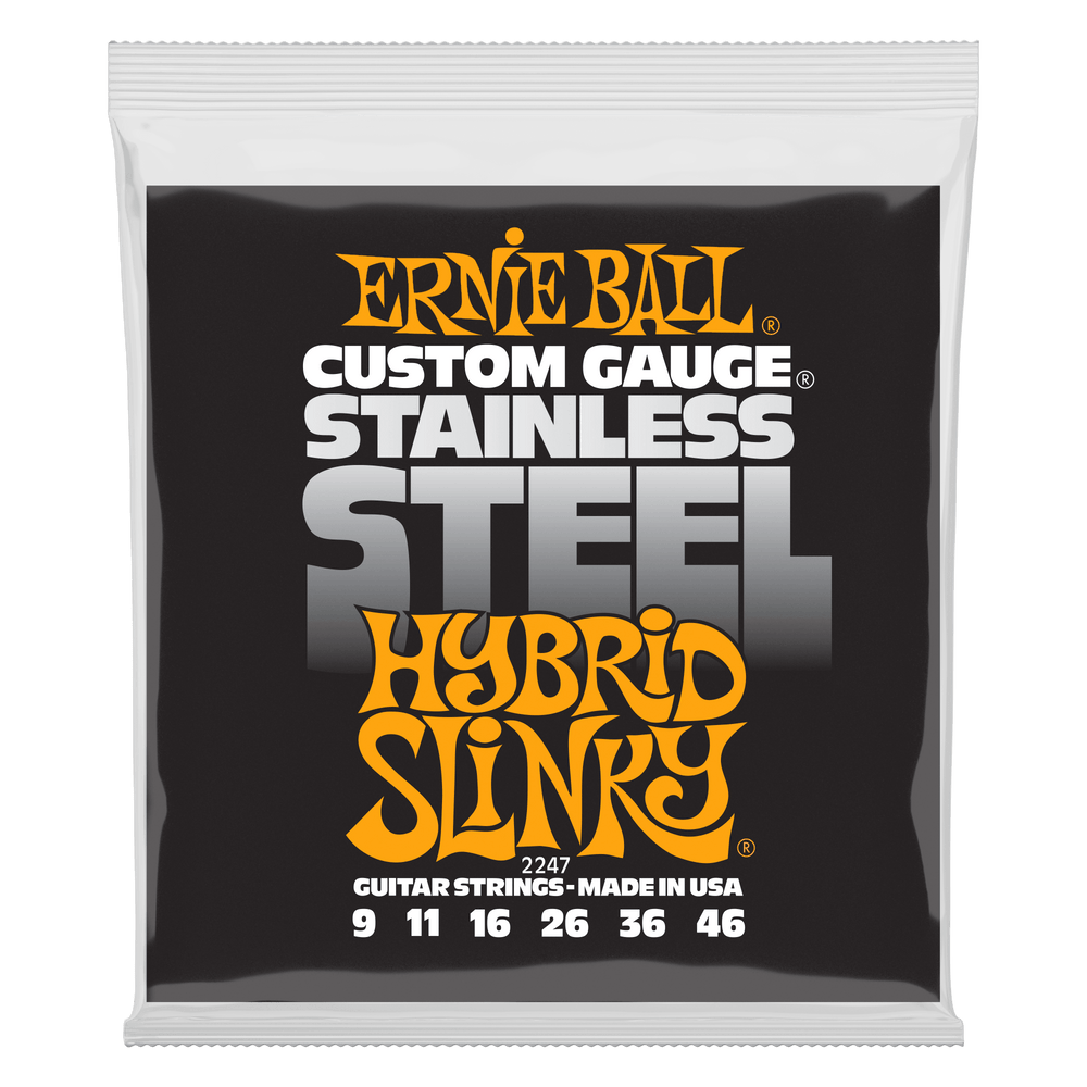 Ernie Ball Hybrid Slinky Stainless Steel Wound Electric Guitar Strings - 9-46 Gauge-Buzz Music