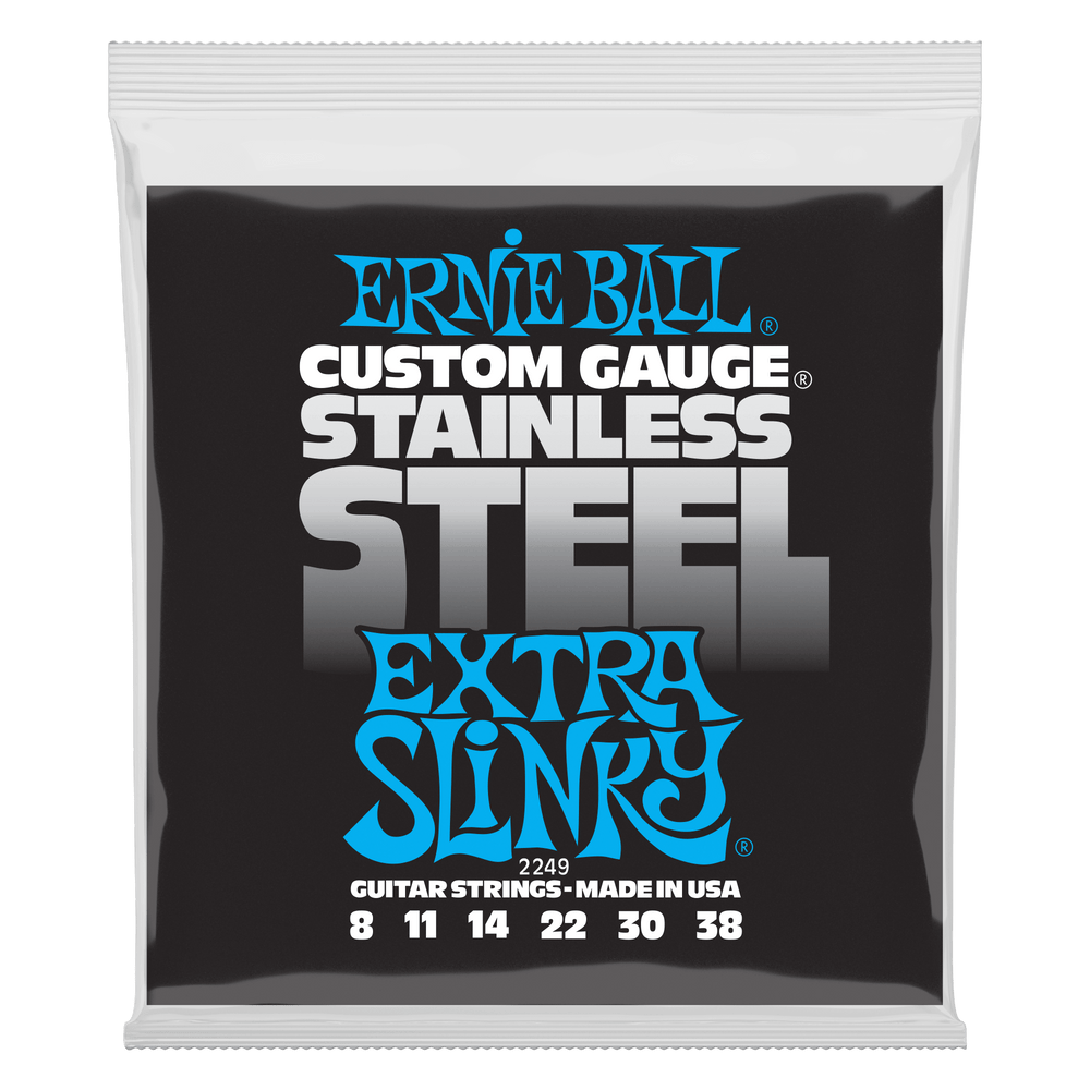 Ernie Ball Extra Slinky Stainless Steel Wound Electric Guitar Strings - 8-38 Gauge-Buzz Music