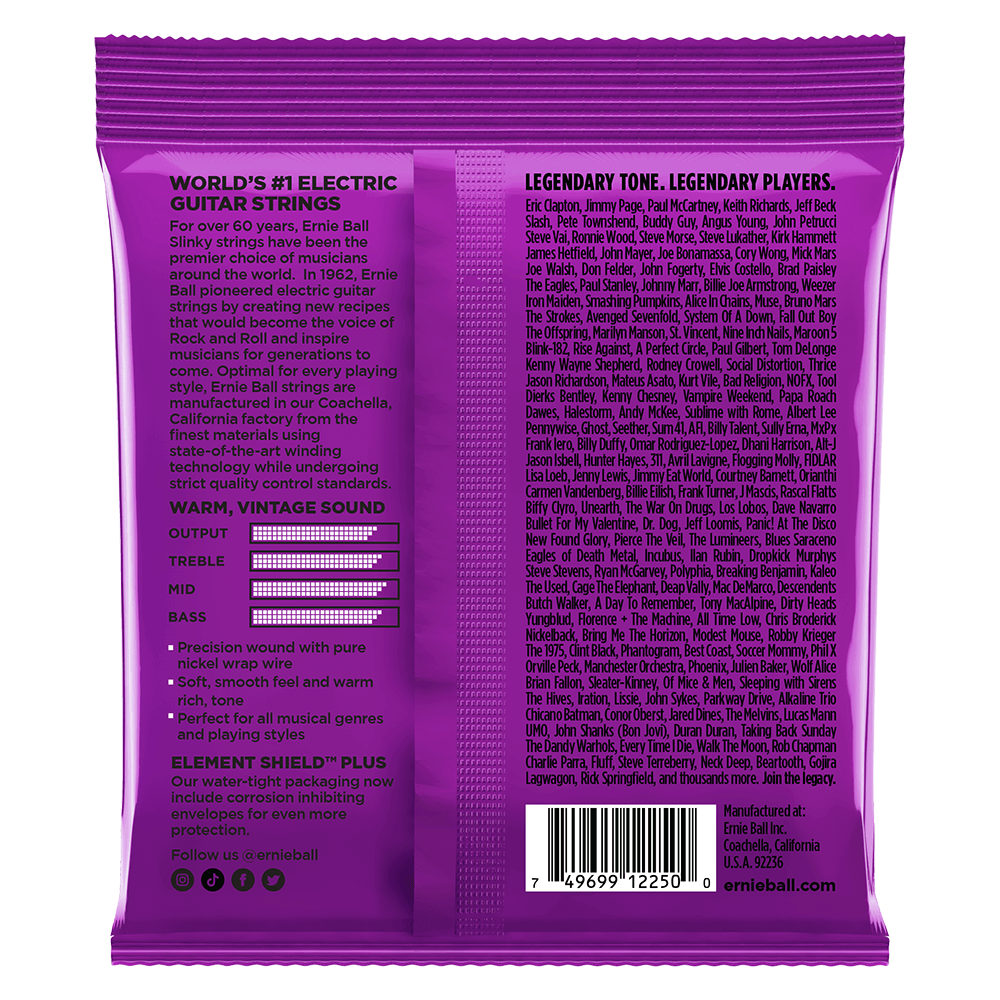 Ernie Ball Power Slinky Classic Rock N Roll Pure Nickel Wrap Electric Guitar Strings - 11-48 Gauge-Buzz Music