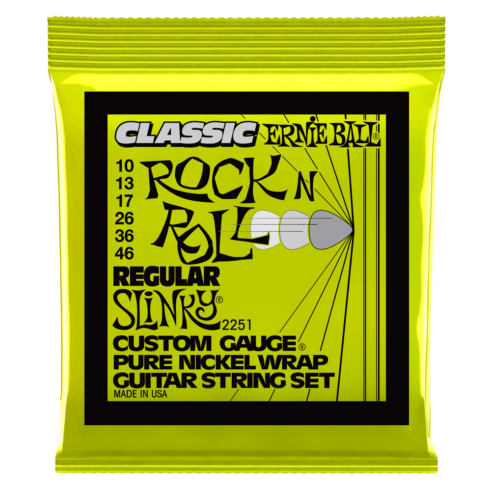 Ernie Ball Regular Slinky Classic Rock N Roll Pure Nickel Wrap Electric Guitar Strings - 10-46 Gauge-Buzz Music