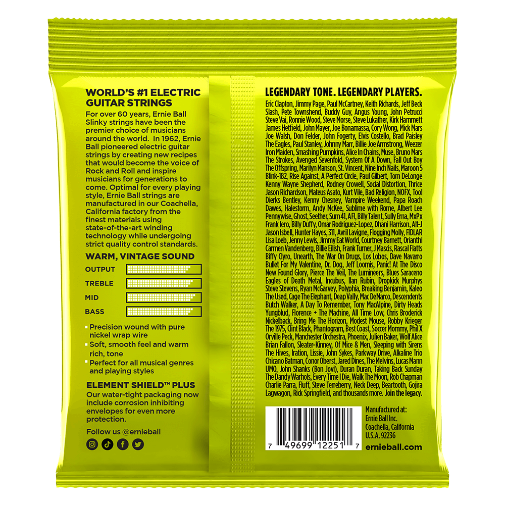 Ernie Ball Regular Slinky Classic Rock N Roll Pure Nickel Wrap Electric Guitar Strings - 10-46 Gauge-Buzz Music