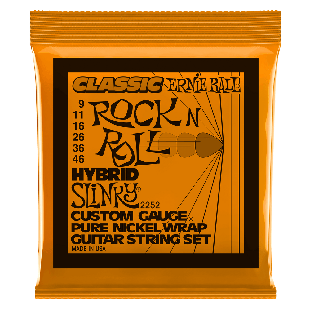 Ernie Ball Hybrid Slinky Classic Rock N Roll Pure Nickel Wrap Electric Guitar Strings - 9-46 Gauge-Buzz Music