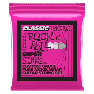 Ernie Ball Super Slinky Classic Rock N Roll Pure Nickel Wrap Electric Guitar Strings - 9-42 Gauge-Buzz Music