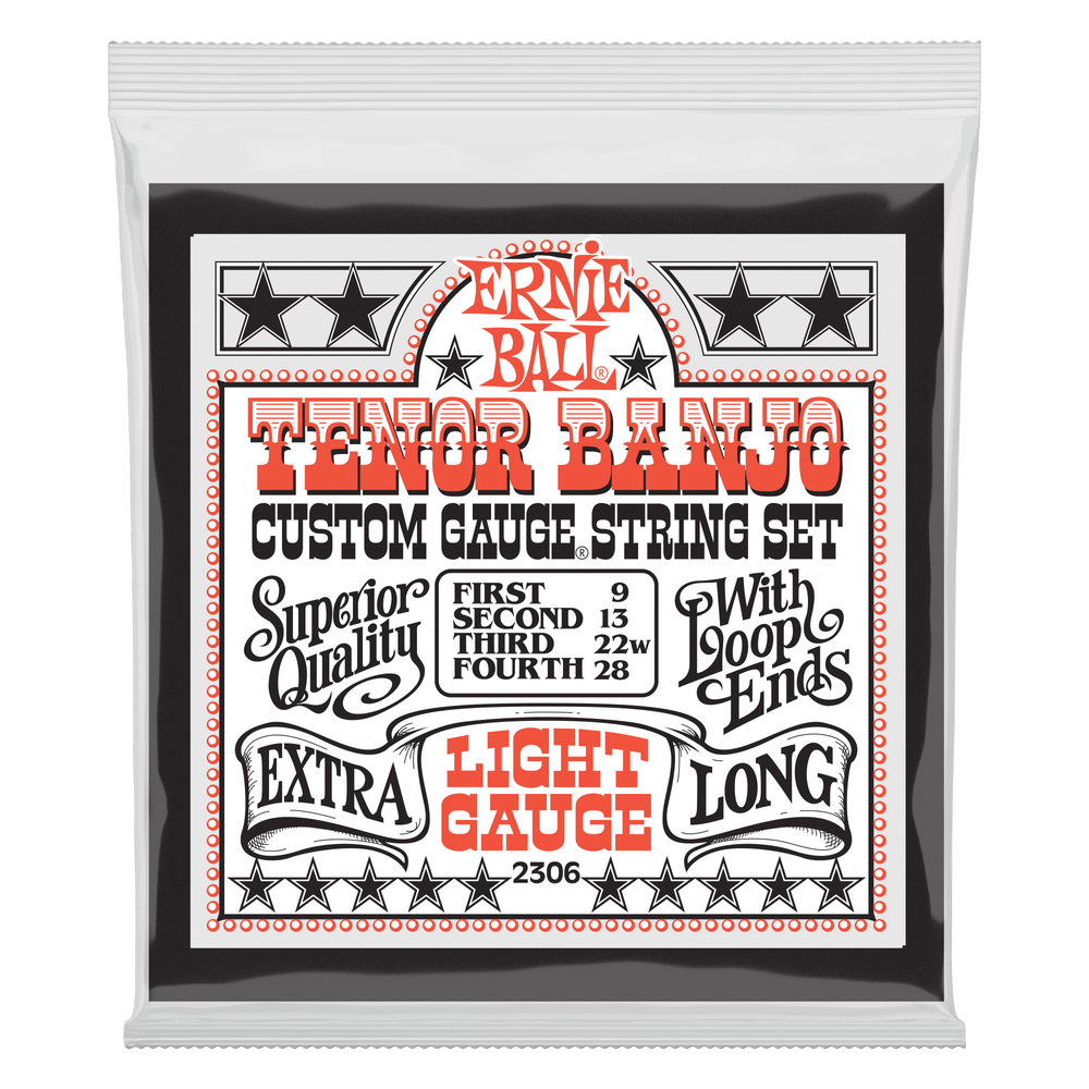 Ernie Ball Light Loop End Stainless Steel Tenor Banjo Guitar Strings - 9-28 Gauge-Buzz Music