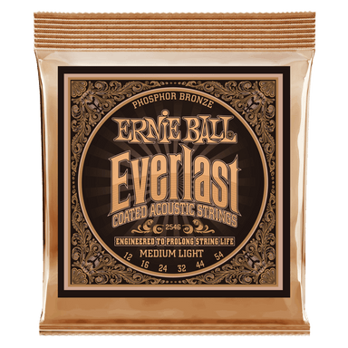 Ernie Ball Everlast Medium Light Coated Phosphor Bronze Acoustic Guitar Strings - 12-54 Gauge-Buzz Music