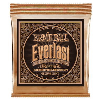 Ernie Ball Everlast Medium Light Coated Phosphor Bronze Acoustic Guitar Strings - 12-54 Gauge-Buzz Music