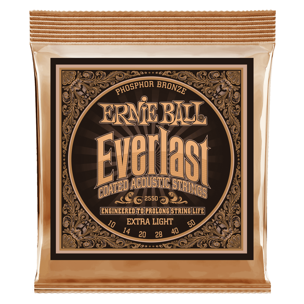 Ernie Ball Everlast Extra Light Coated Phosphor Bronze Acoustic Guitar Strings - 10-50 Gauge-Buzz Music