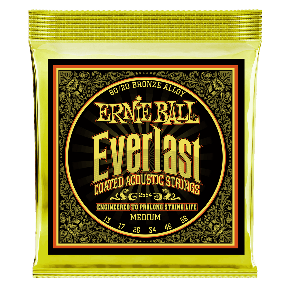 Ernie Ball Everlast Medium Coated 80/20 Bronze Acoustic Guitar Strings - 13-56 Gauge-Buzz Music