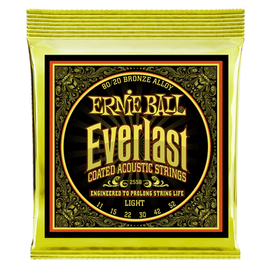 Ernie Ball Everlast Light Coated 80/20 Bronze Acoustic Guitar Strings - 11-52 Gauge-Buzz Music