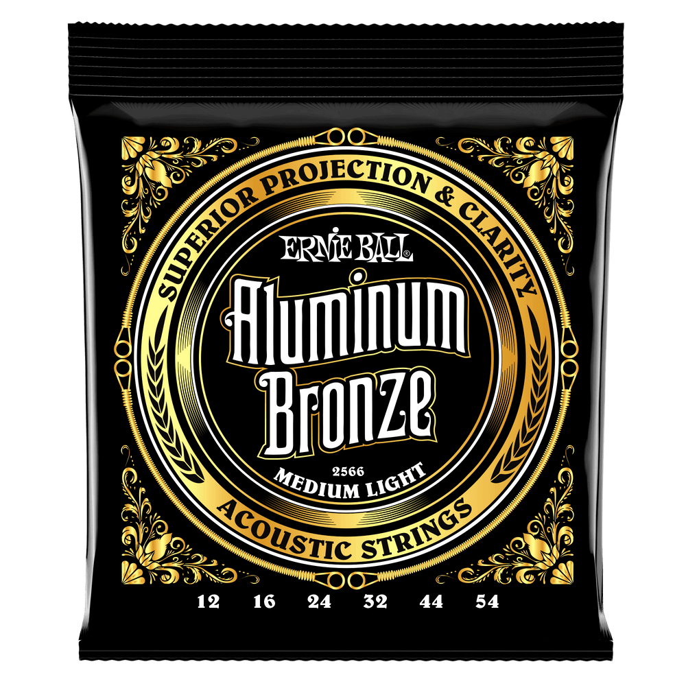 Ernie Ball Medium Light Aluminum Bronze Acoustic Guitar Strings - 12-54 Gauge-Buzz Music