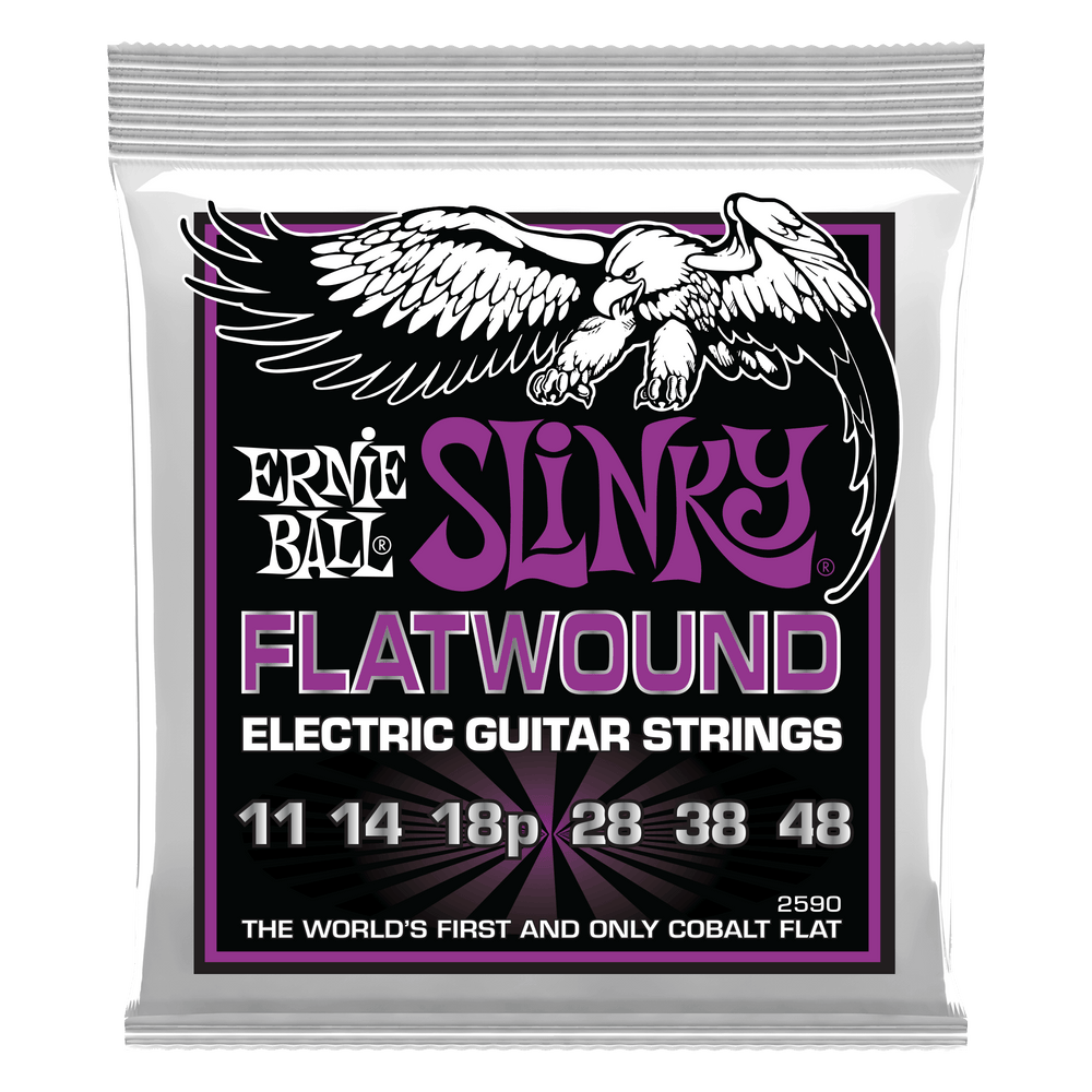 Ernie Ball Power Slinky Flatwound Electric Guitar Strings - 11 - 48 Gauge-Buzz Music