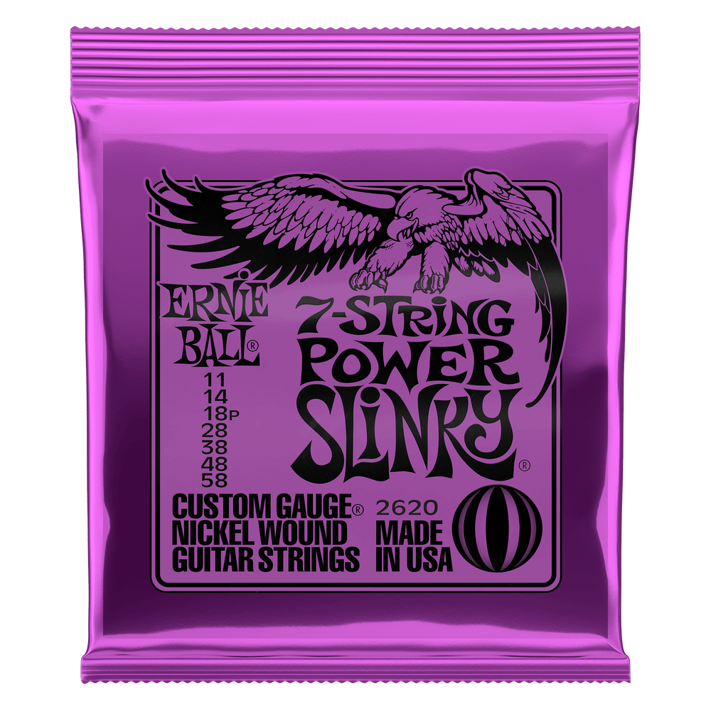 Ernie Ball Power Slinky 7-String Nickel Wound Electric Guitar Strings - 11-58 Gauge-Buzz Music