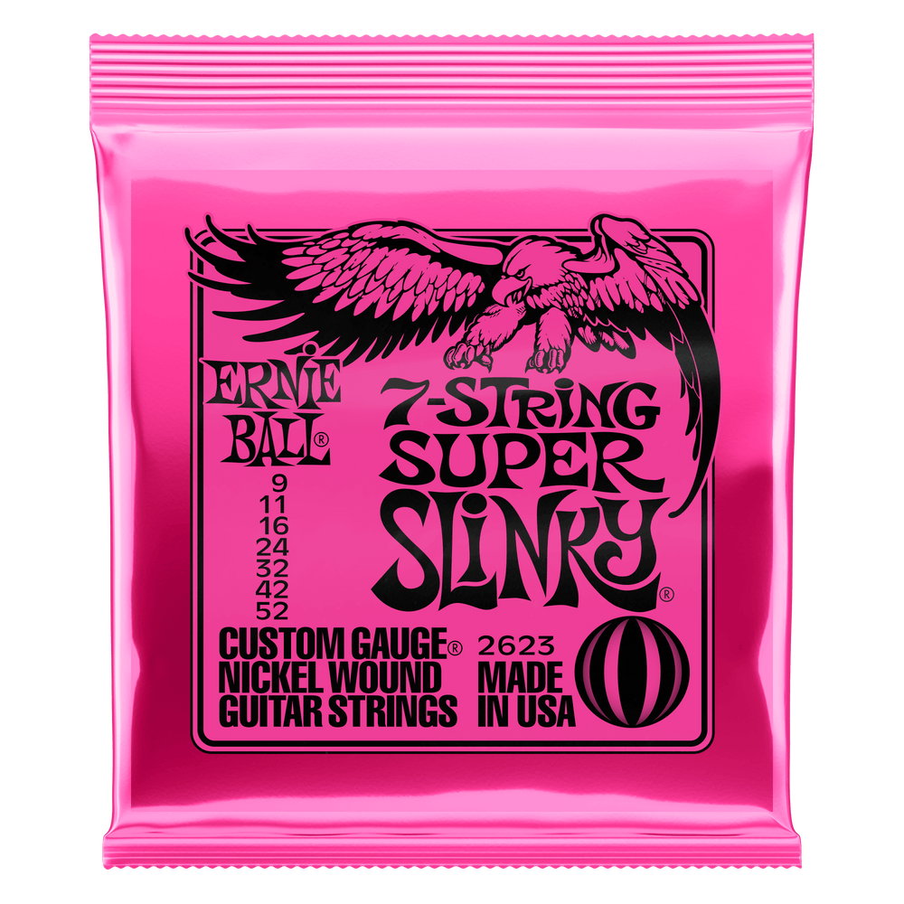 Ernie Ball Super Slinky 7-String Nickel Wound Electric Guitar Strings - 9-52 Gauge-Buzz Music