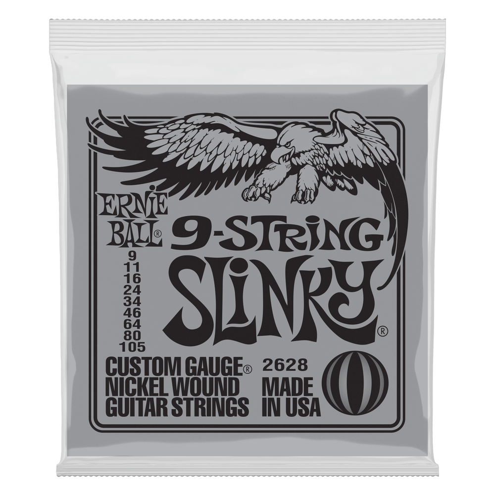 Ernie Ball Slinky 9-String Nickel Wound Electric Guitar Strings - 9-105 Gauge-Buzz Music