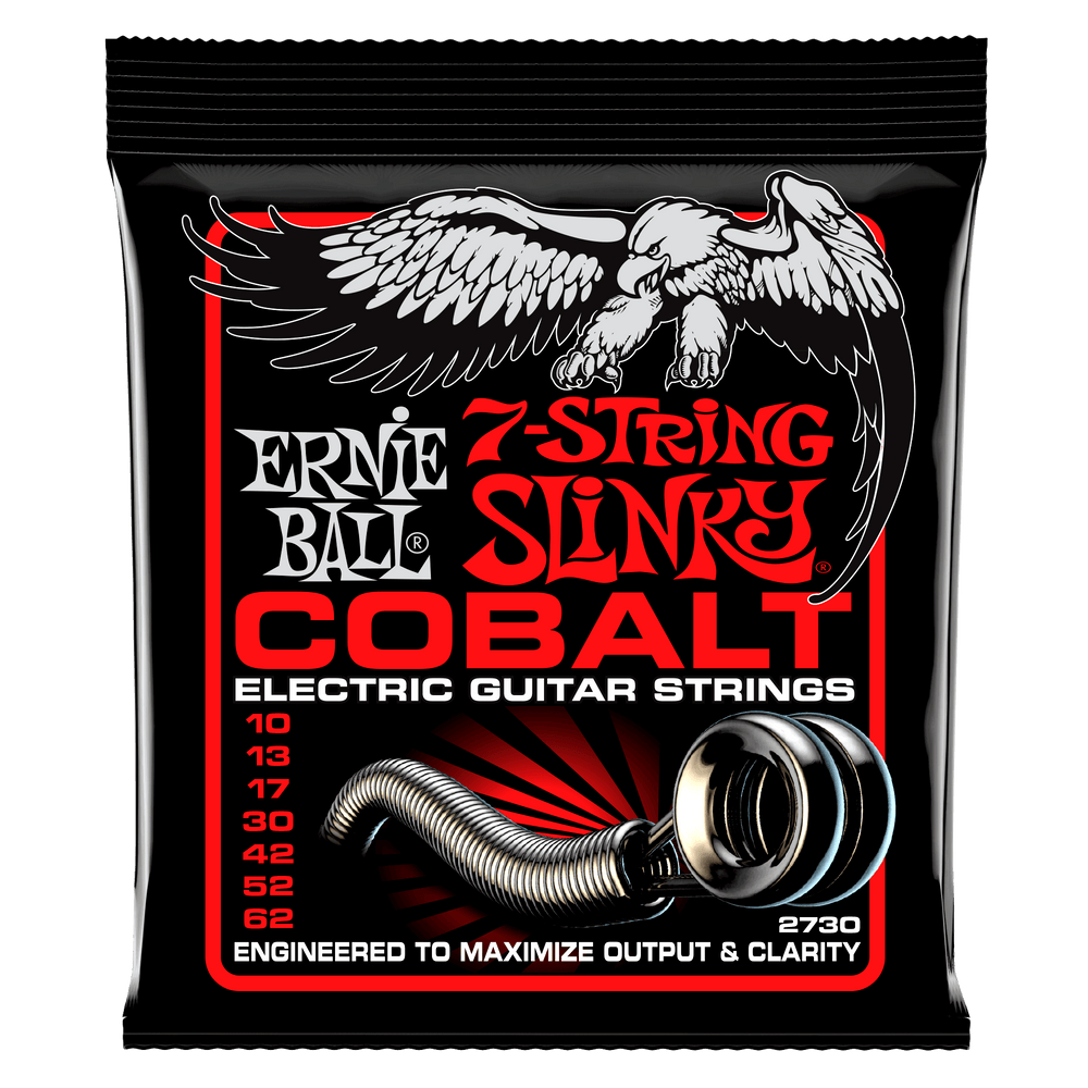 Ernie Ball Skinny Top Heavy Bottom Slinky Cobalt 7-String Electric Guitar Strings - 10-62 Gauge-Buzz Music