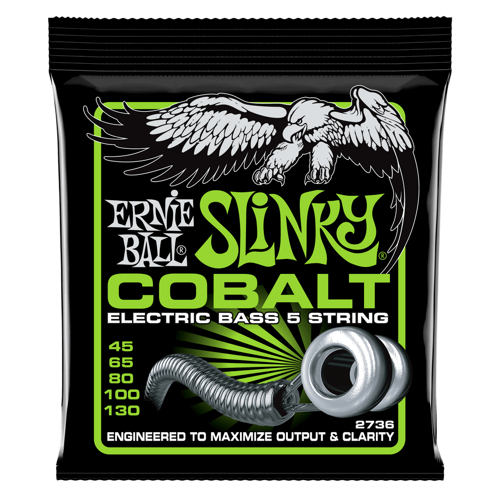 Ernie Ball Bass 5 Slinky Cobalt Electric Bass Strings - 45-130 Gauge-Buzz Music