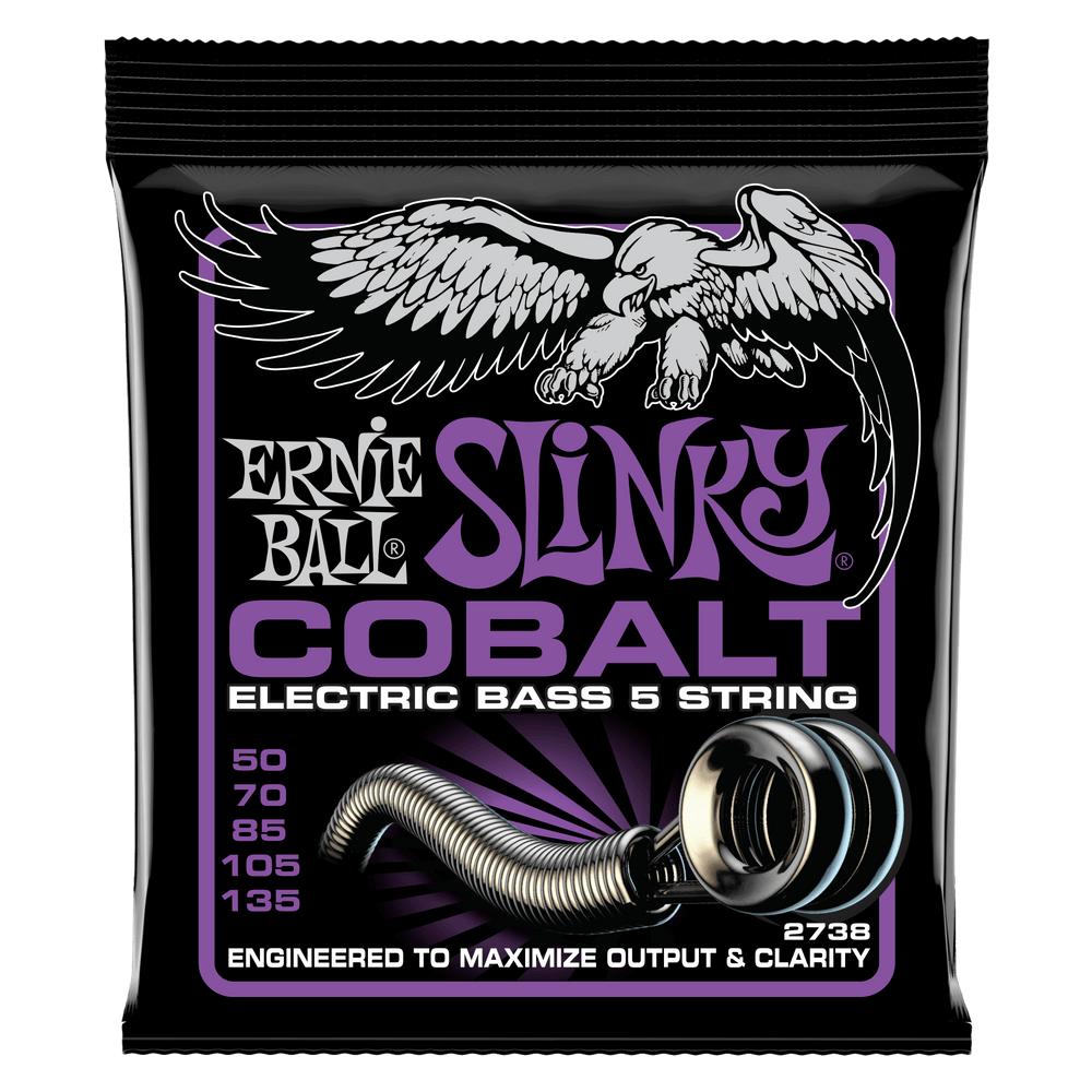 Ernie Ball Power Slinky Cobalt 5-String Electric Bass Strings 50-135 Gauge-Buzz Music