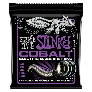 Ernie Ball Power Slinky Cobalt 5-String Electric Bass Strings 50-135 Gauge-Buzz Music