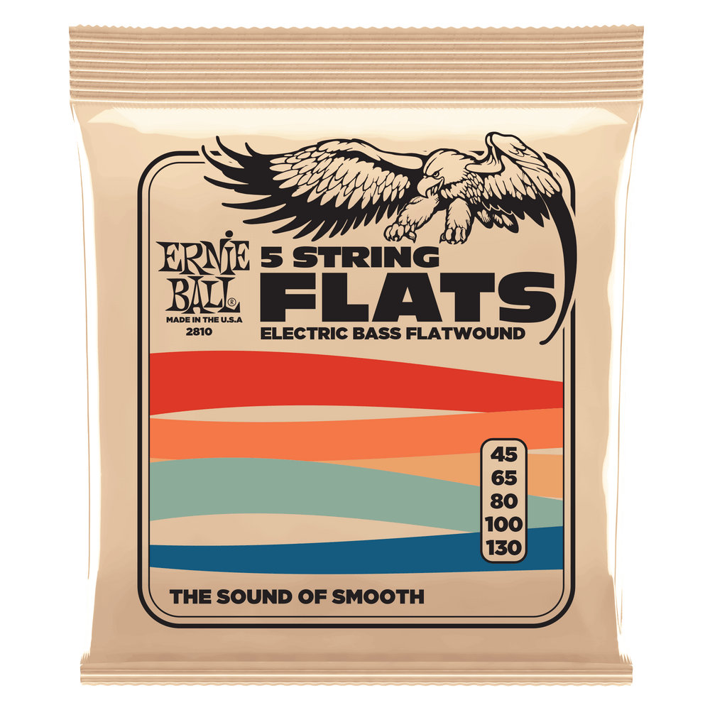 Ernie Ball Flatwound 5-String Electric Bass Strings - 45-130 Gauge-Buzz Music