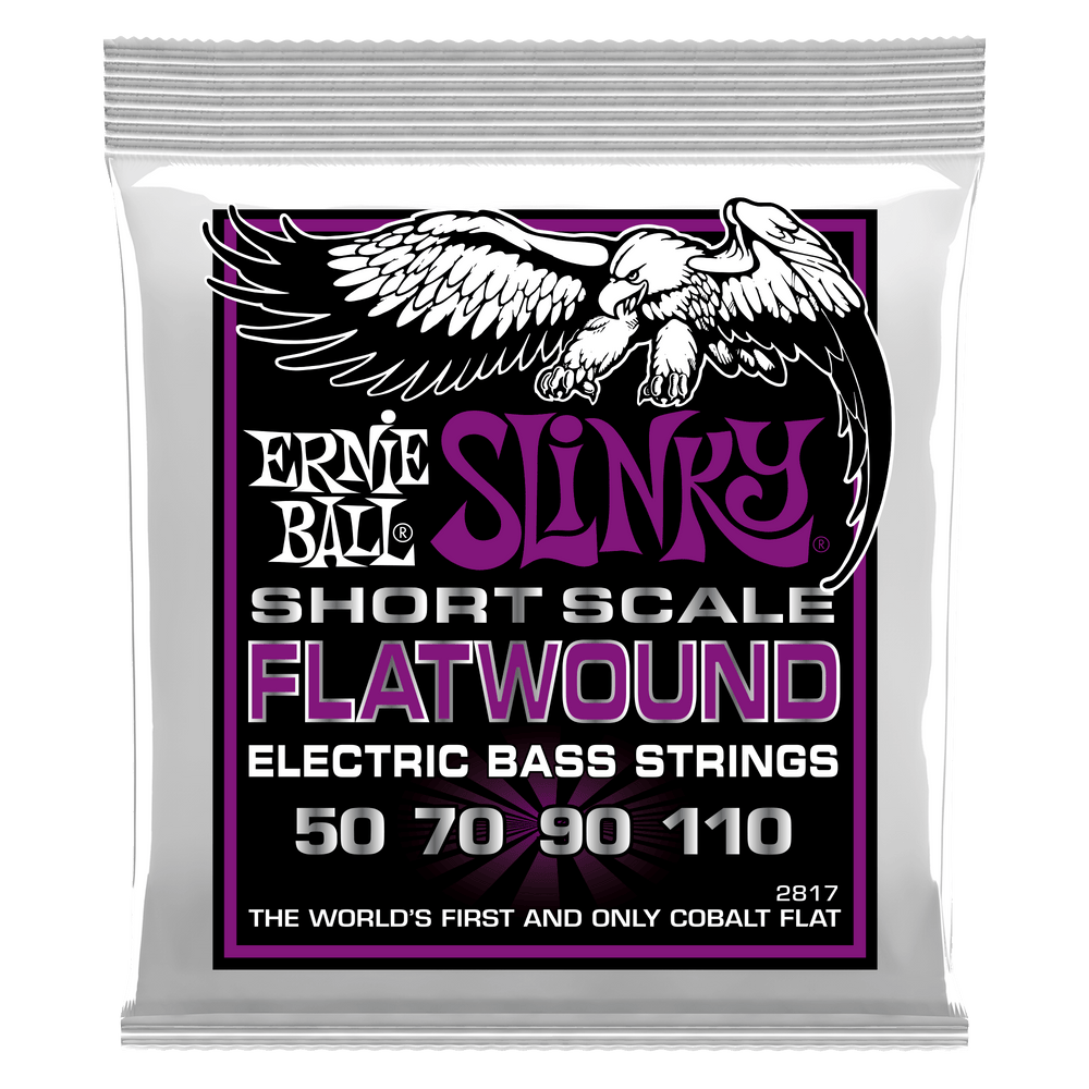 Ernie Ball Power Slinky Flatwound Short Scale Electric Bass Strings 50-110 Gauge-Buzz Music