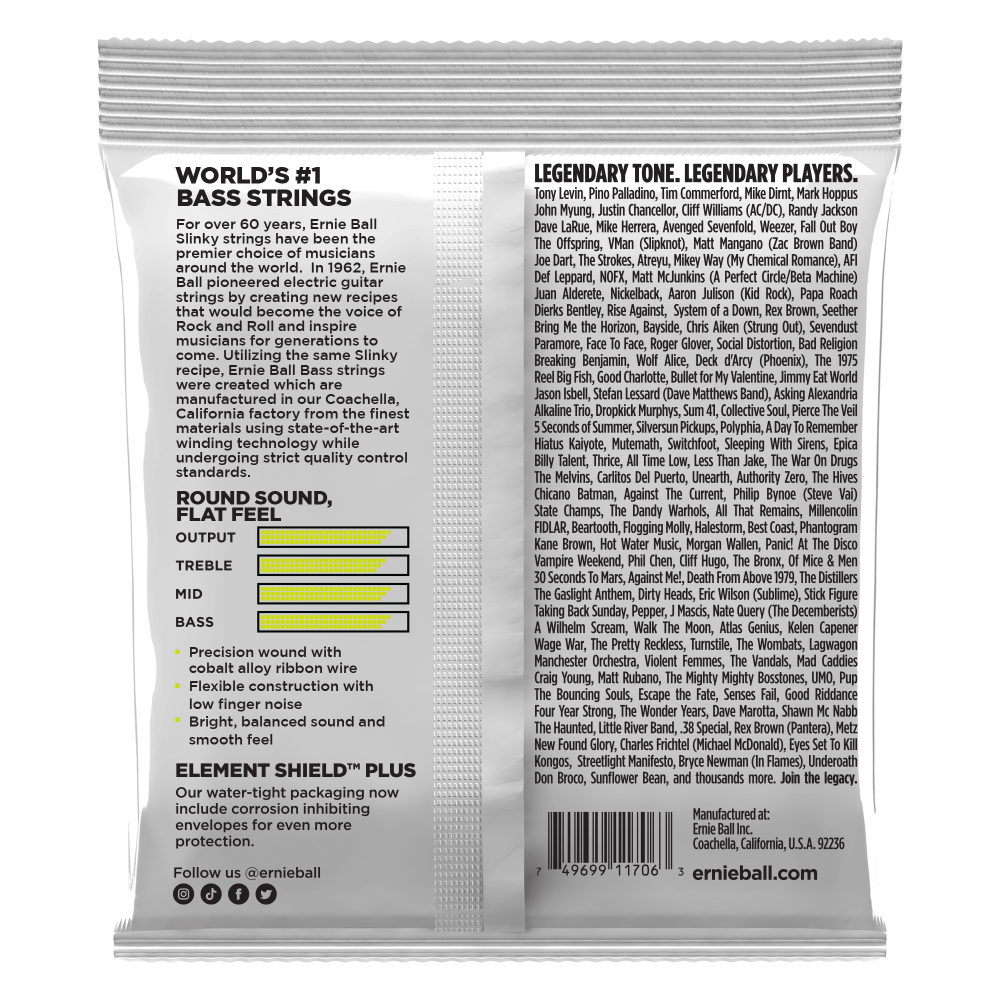 Ernie Ball Regular Slinky Flatwound Short Scale Electric Bass Strings 45-105 Gauge-Buzz Music