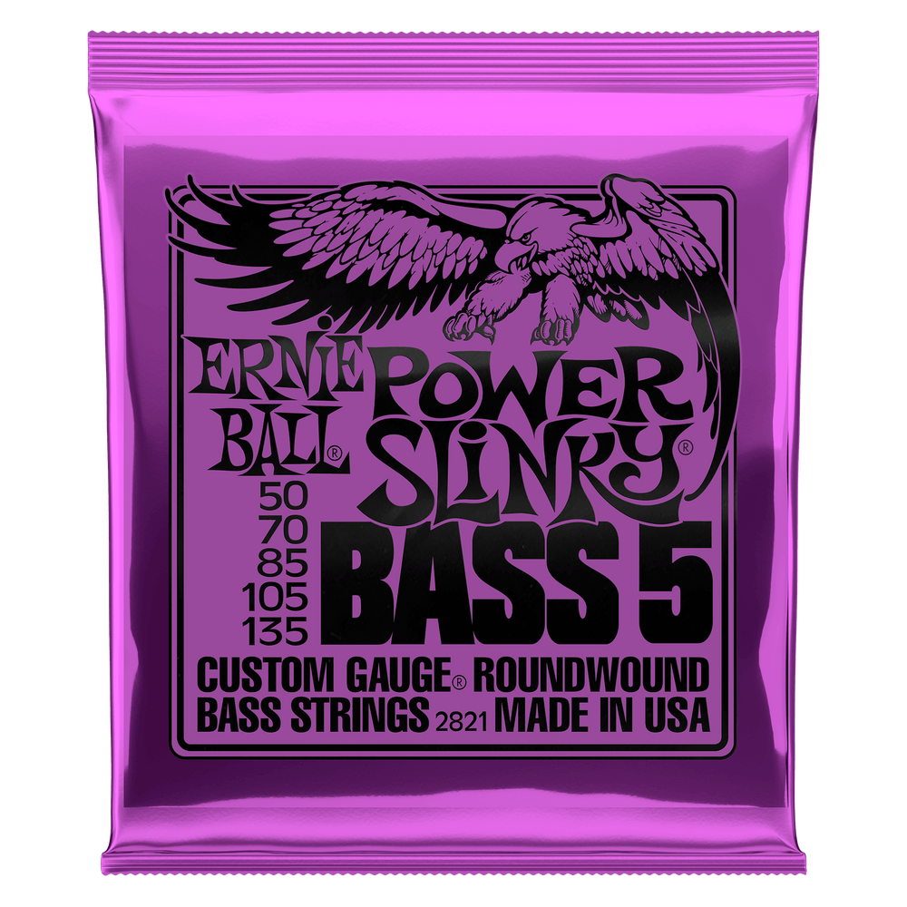 Ernie Ball Power Slinky 5-String Nickel Wound Electric Bass Strings - 50-135 Gauge-Buzz Music