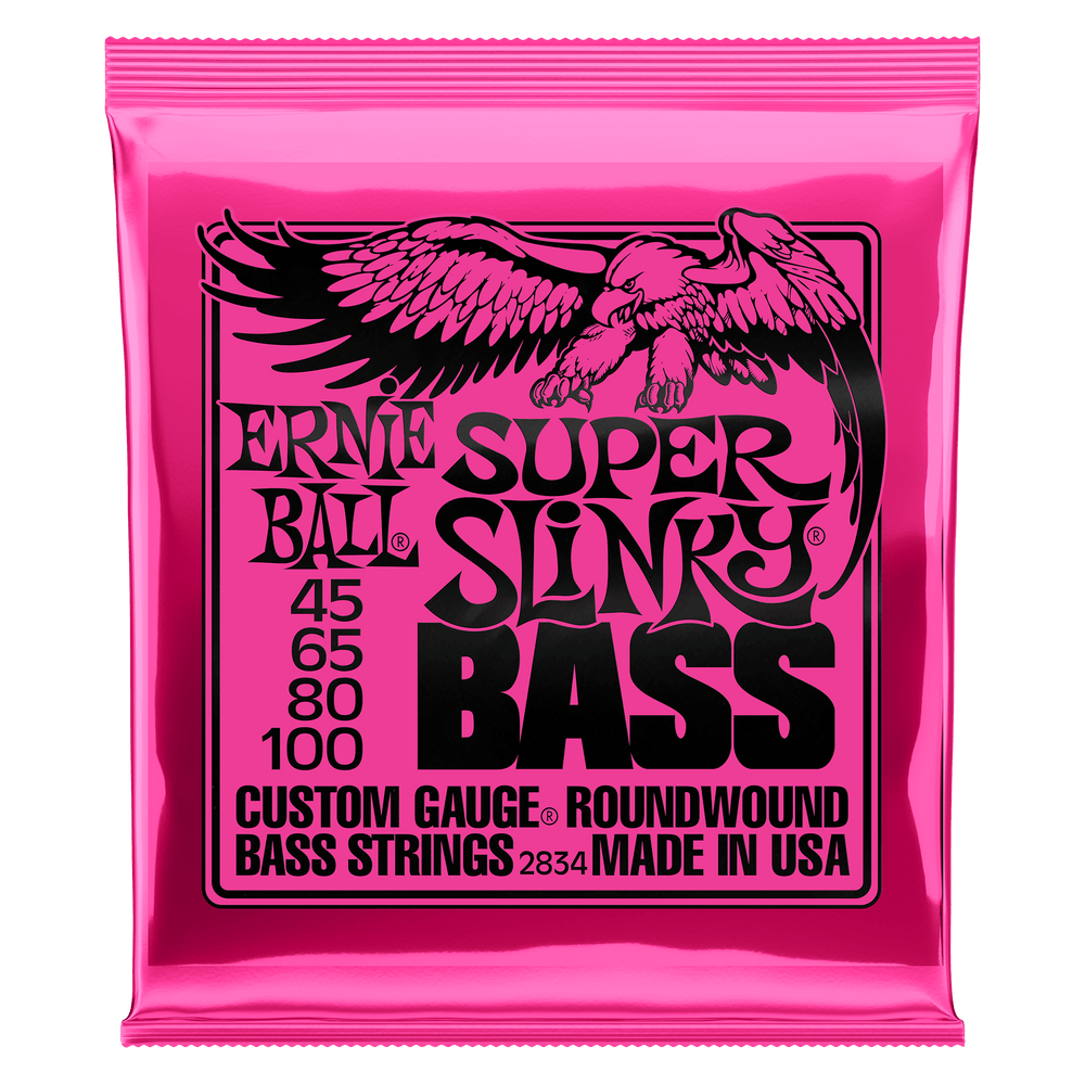 Ernie Ball Super Slinky Nickel Wound Electric Bass Strings - 45-100 Gauge-Buzz Music