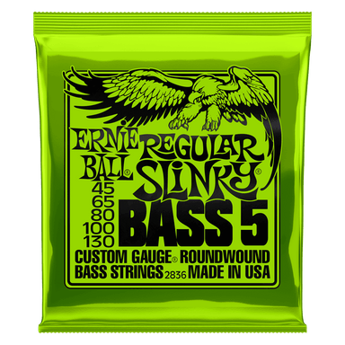 Ernie Ball Regular Slinky 5-String Nickel Wound Electric Bass Strings - 45-130 Gauge-Buzz Music