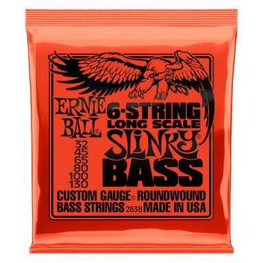 Ernie Ball Slinky Long Scale 6-String Nickel Wound Electric Bass Strings - 32-130 Gauge-Buzz Music