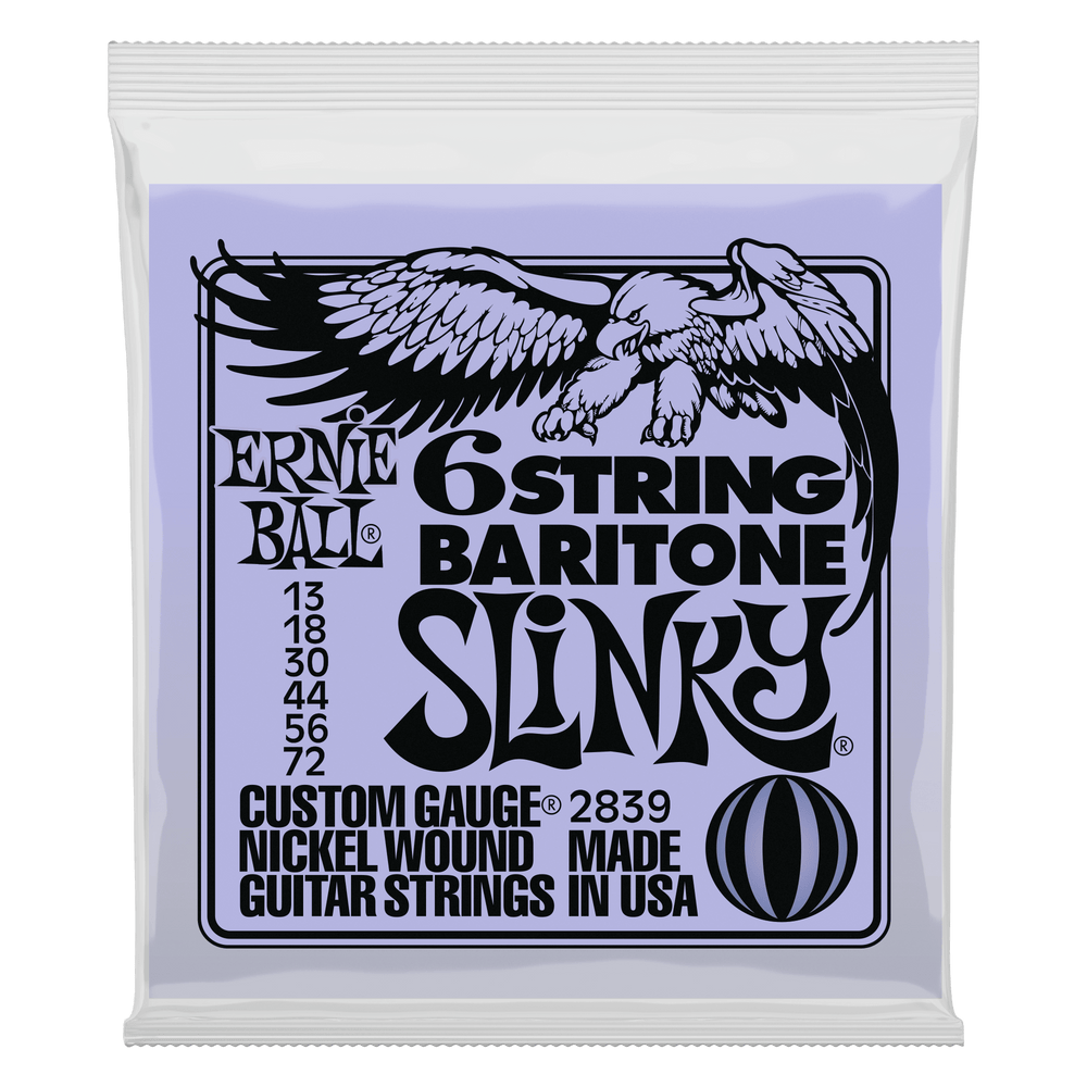 Ernie Ball Slinky 6-String W/ Small Ball End 29 5/8 Scale Baritone Guitar Strings - 13-72 Gauge-Buzz Music