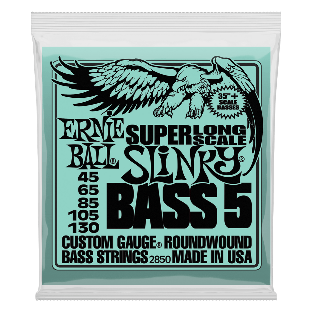 Ernie Ball Bass 5 Slinky Super Long Scale Electric Bass Strings - 45-130 Gauge-Buzz Music