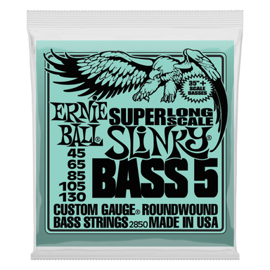 Ernie Ball Bass 5 Slinky Super Long Scale Electric Bass Strings - 45-130 Gauge-Buzz Music