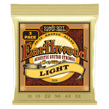 Ernie Ball Earthwood Light 80/20 Bronze Acoustic Guitar Strings 3-Pack - 11-52 Gauge-Buzz Music