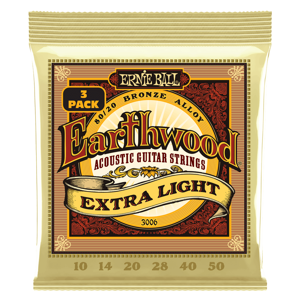 Ernie Ball Erthwd Extra Light 8020 Brnz Ac Gtr Strings 3 Pk 10 50-Buzz Music