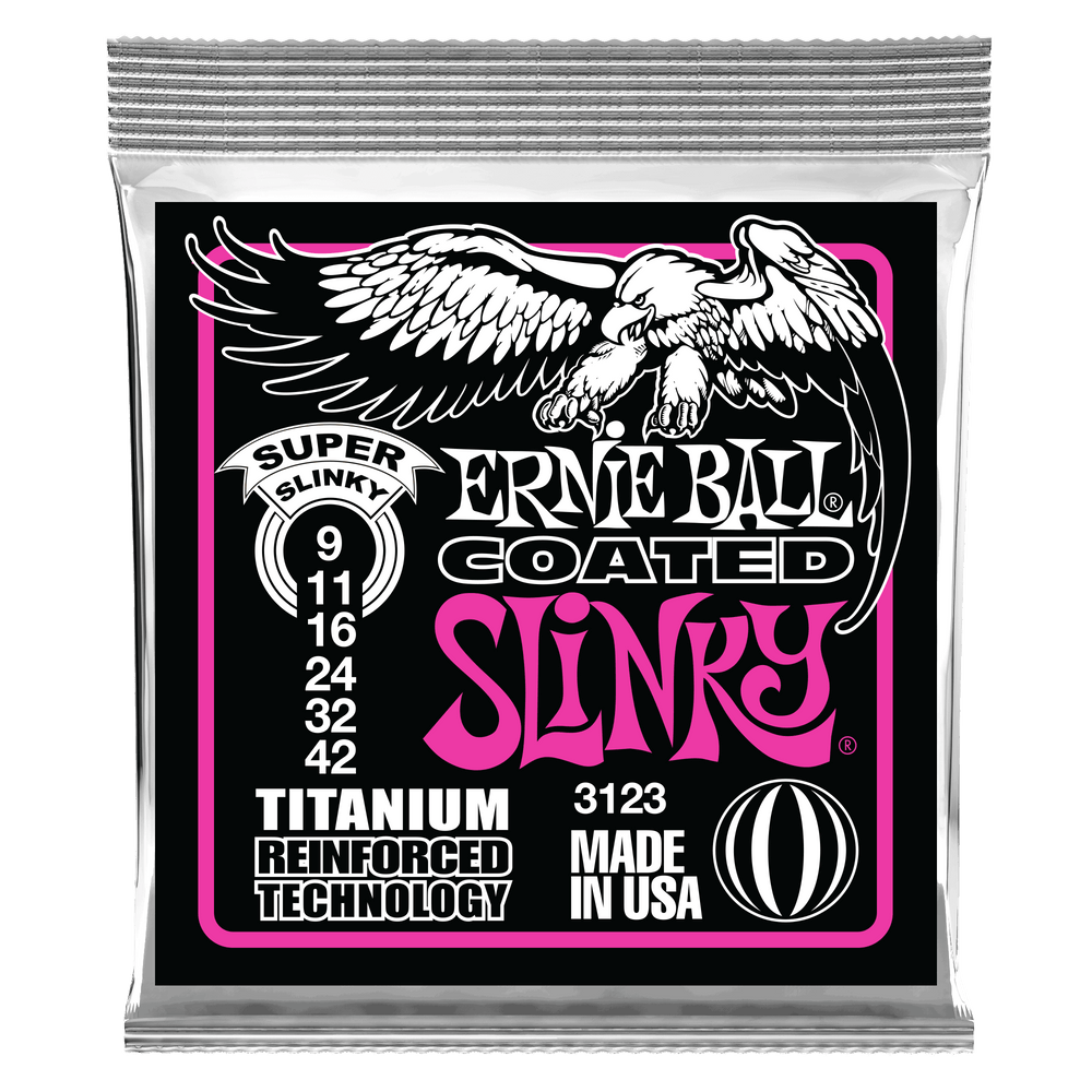 Ernie Ball Super Slinky Coated Titanium Rps Electric Guitar Strings - 9-42 Gauge-Buzz Music