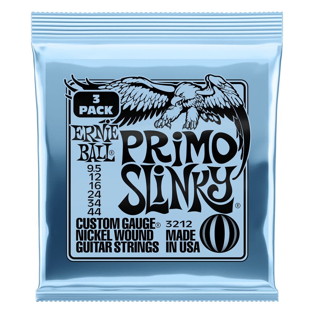 Ernie Ball Primo Slinky Nckl Wnd Elec Gtr Strings 3 Pk 9.5 44-Buzz Music